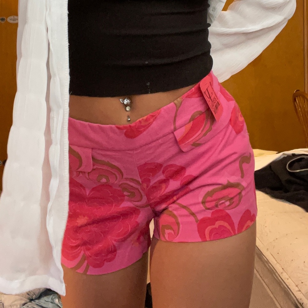 J. Crew pink floral funky shorts high waisted